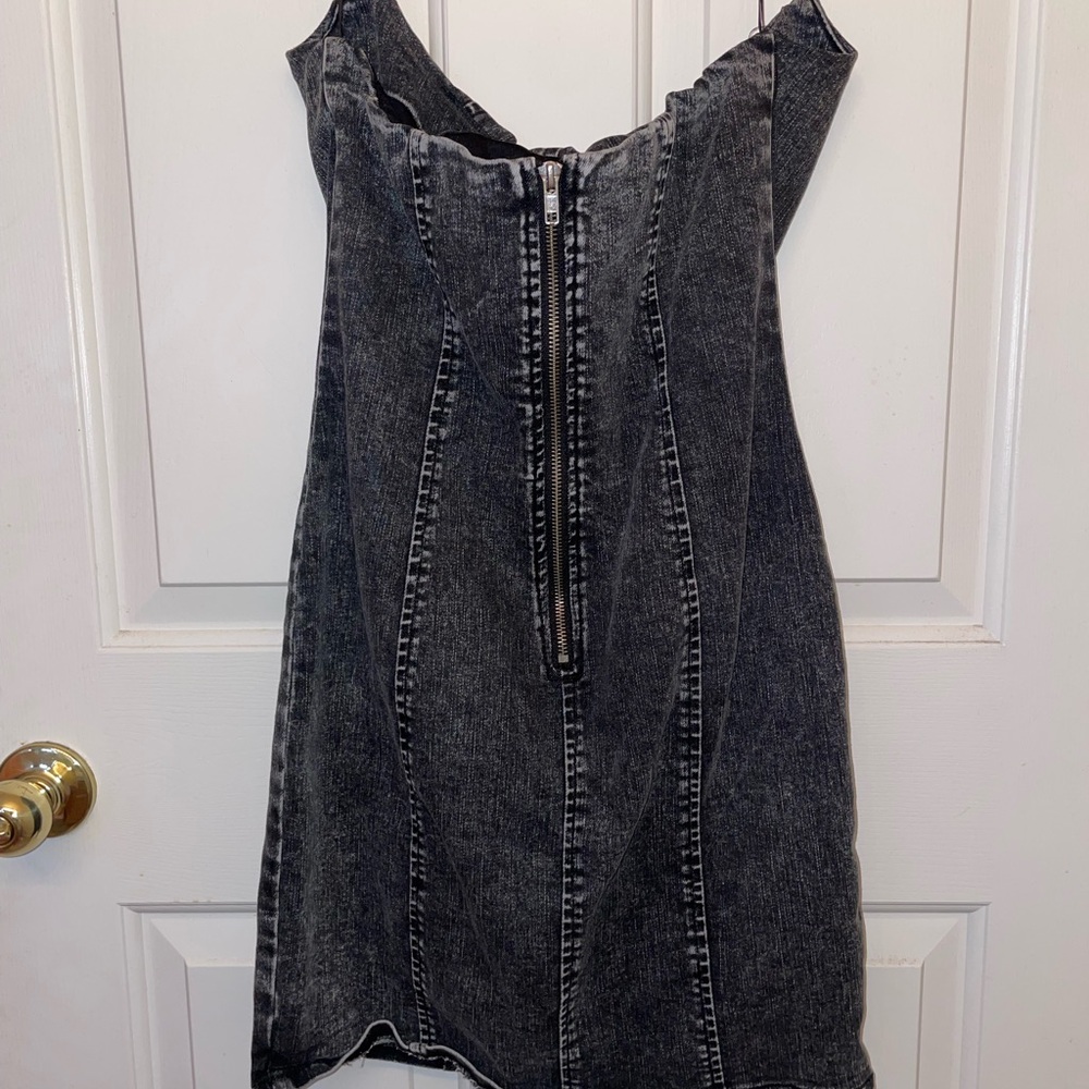 Fashion Nova Doll In Denim Mini Dress - Black Wash - Picture 3 of 7